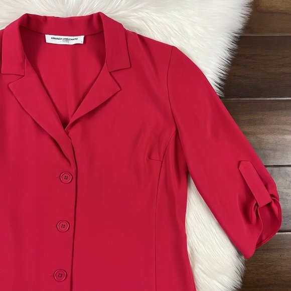 Amanda Uprichard Women's Size Small Red Raspberry Anaheim Drop Waist Dress - Picture 2 of 10